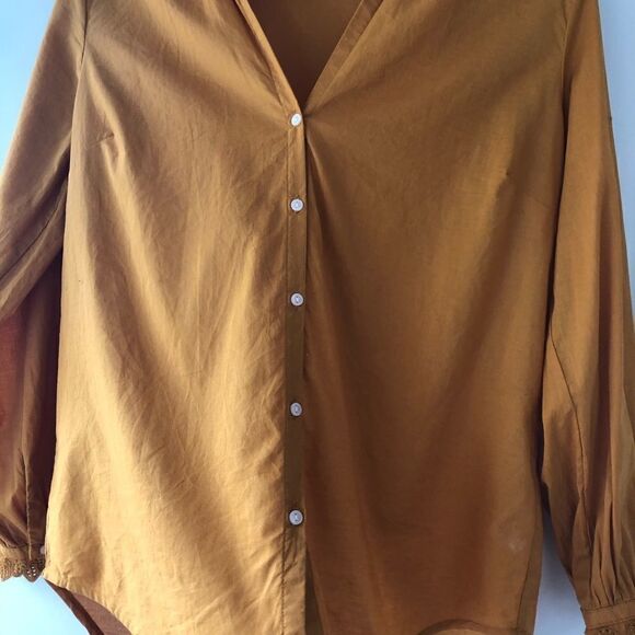 Old Navy Lace Trim Split Neck Shirt Blouse - Picture 4 of 8